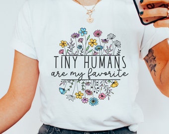 Tiny Humans Shirt, Infant Daycare Toddler Teacher Tee, Childcare Provider Gift, 4K Head Start Educator Matching Group Tee Nurse Gift