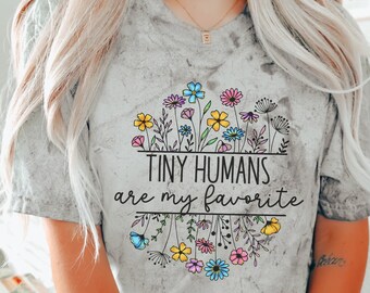 Tiny Humans Shirt Toddler Preschool Teacher T-Shirt, Infant Daycare Childcare Tee, 4K Head Start Educator Gift, Early Childhood Top