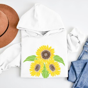 Blue Sunflower Print Women's Hoodie