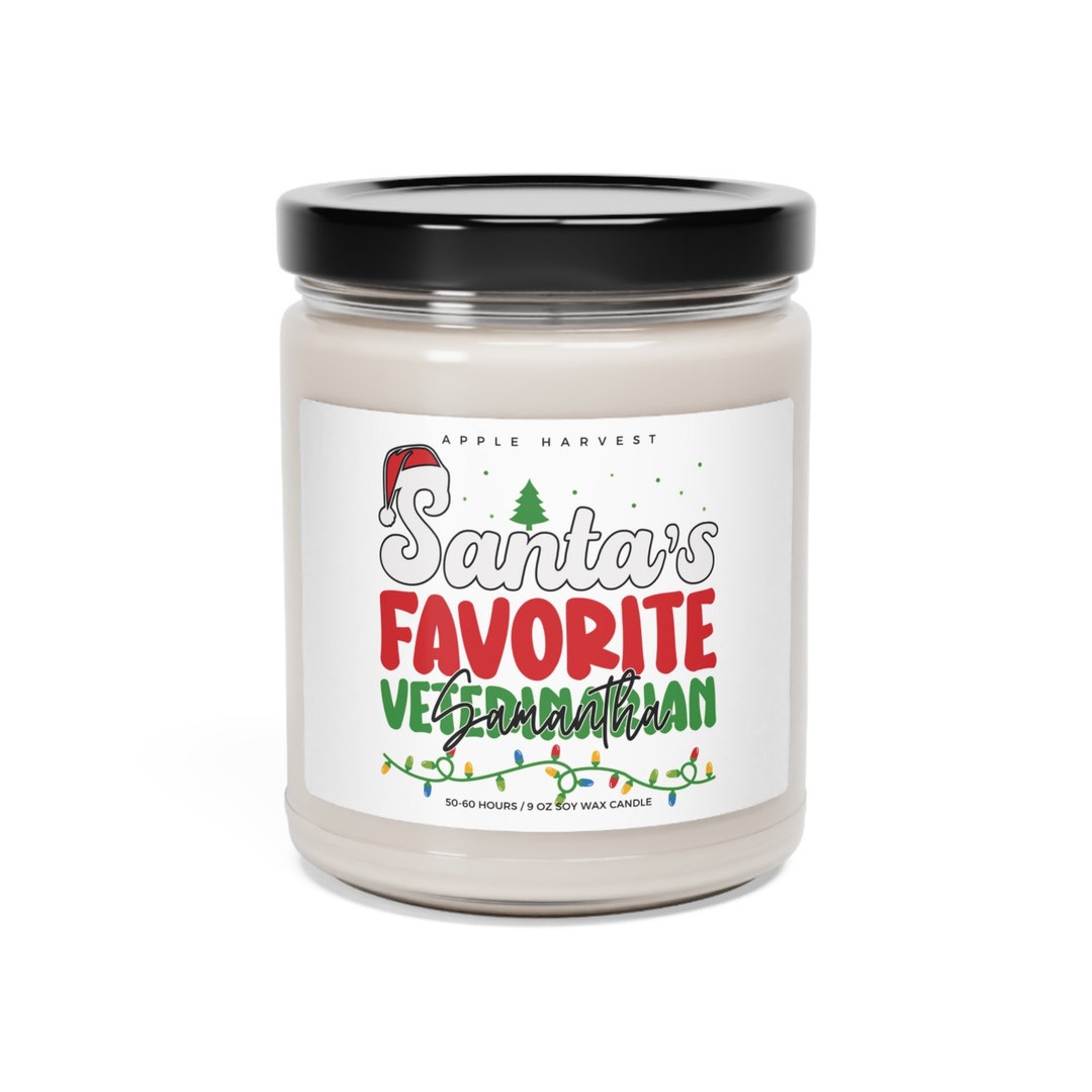 Personalized Veterinarian Name Christmas Soy Wax Candle, Custom Xmas