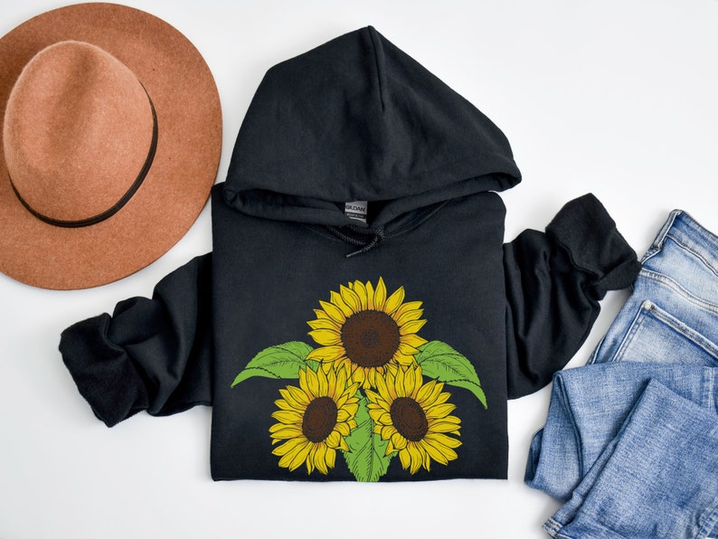 Sunflower Print Hoodie Dress