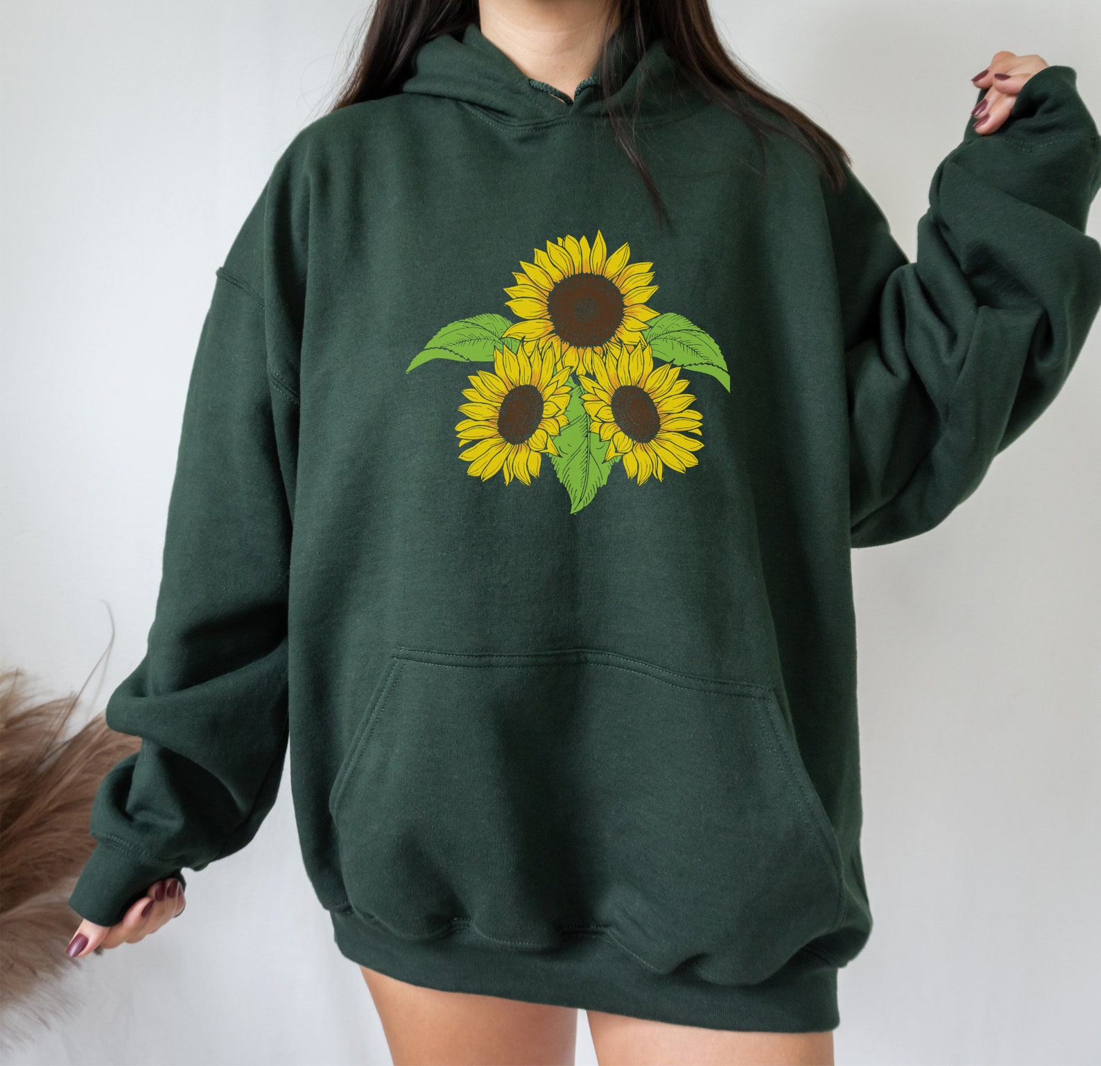 Sunflower Hoodie Sunflower Gifts Flower Hoodie Floral Etsy