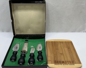 4-Professional Cheese Knives Consorzio Parmigiano Reggiano W/ Beemster Board