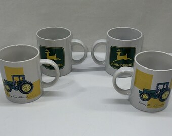 Set Of 4 John Deere Licensed & Gibson Nostalgic Collector's Coffee Mugs Cups NWT