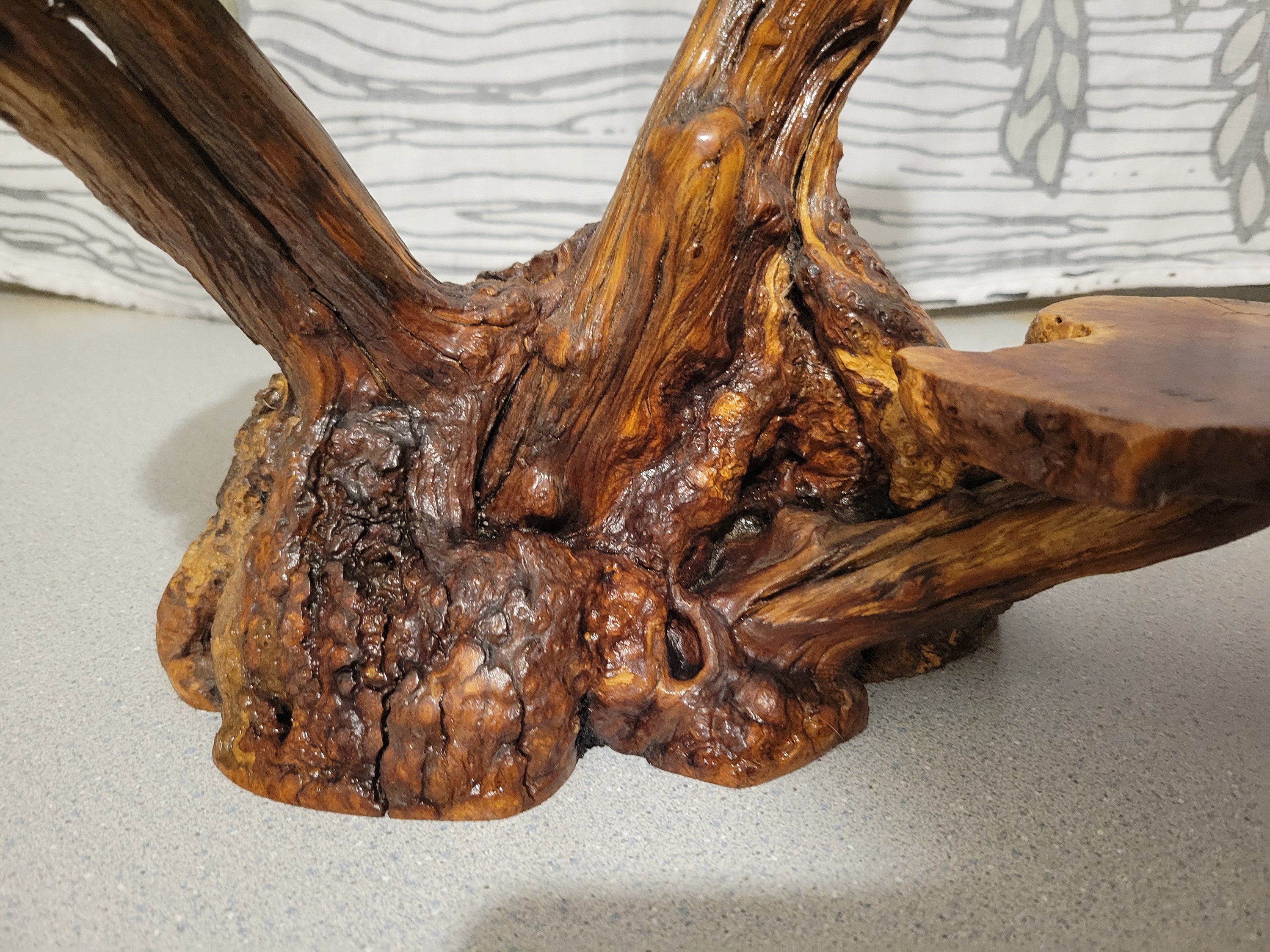 Vintage Rustic Manzanita Root Burl Wood Live Edge 3 Tiered Stand for