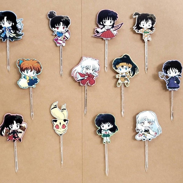 Adornos para cupcakes de muñecas Chibi de Inuyash de anime