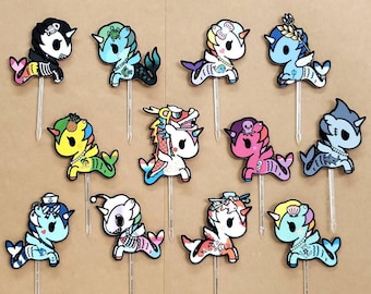 Mermaid Unicorn Mermicorno Cupcake Toppers