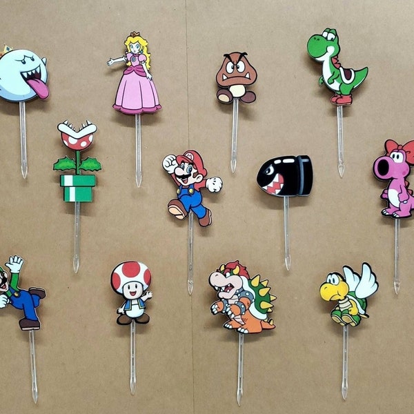 Super Mario Luigi Gamer Cupcake Toppers