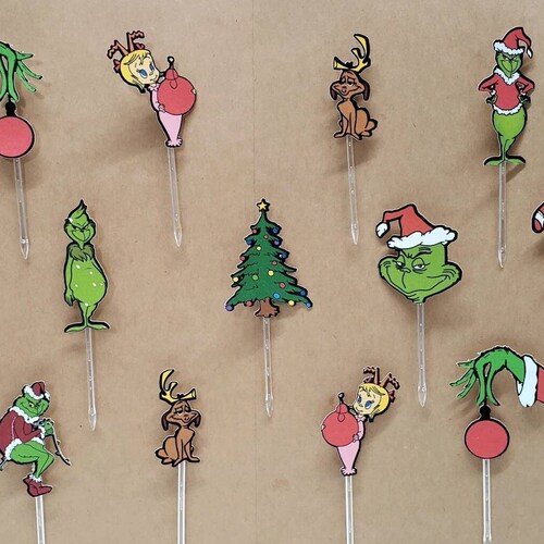 Grinch Cupcake Toppers Etsy