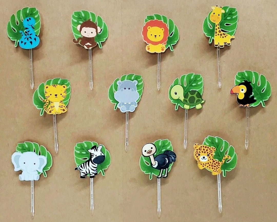 Jungle Safari Animals Cupcake Toppers Etsy Jungle Safari Animals Cupcake Toppers Etsy