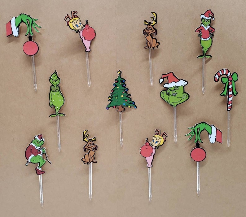 Grinch Cupcake Toppers Etsy