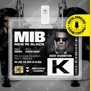 PDF Download - MIB Special Agent K (Young) Men In Black ID Badge Card Halloween Cosplay Kostüm Namensschild - Kartengröße 7mm x 10mm