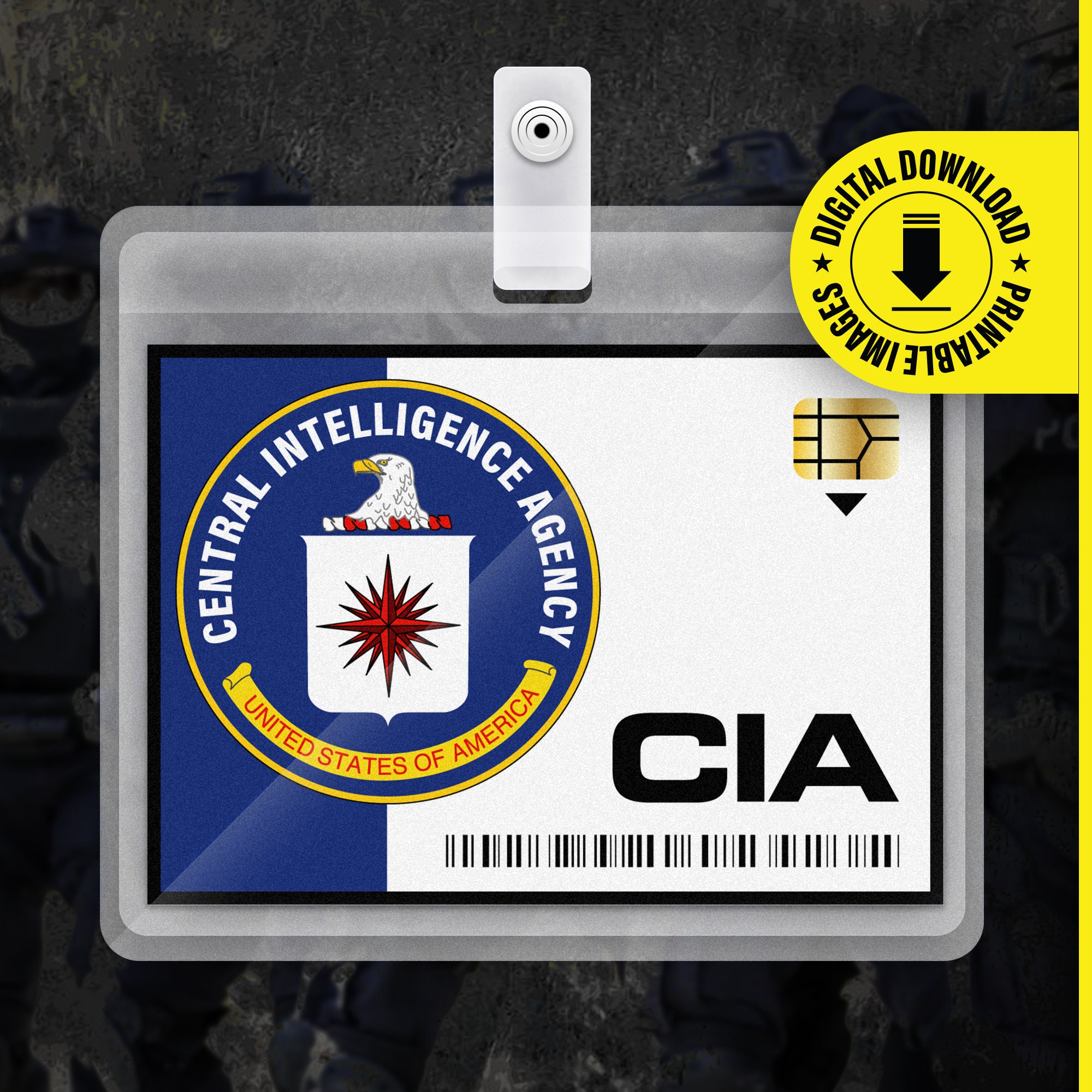 CIA ID Badge Digital Download PDF 2.375x3.375 in Halloween Cosplay CIA ID Badge Digital Download PDF 2.375x3.375 in Halloween Cosplay