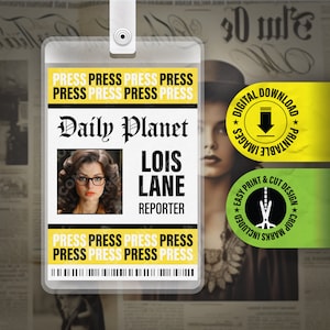 PDF downloaden - The Daily Planet - Lois Lane - Perspas - ID Badge Card Halloween Cosplay Kostuum Naamplaatje - Grootte 2,375 in x 3,375 in