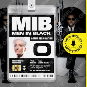 PDF Download - MIB Special Agent O Men In Black ID Badge Card Halloween Cosplay Costume Name Tag  - Card size 2.375 in x 3.375 in