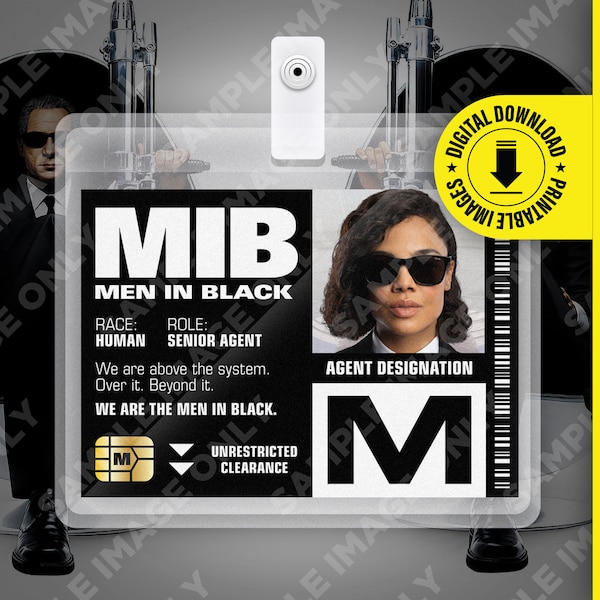 Men in black id badge template Etsy France