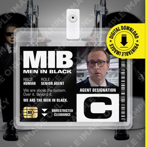 PDF Download - MIB Special Agent C Men In Black ID Badge Card Halloween Cosplay Kostüm Namensschild - Kartengröße 7mm x 10mm