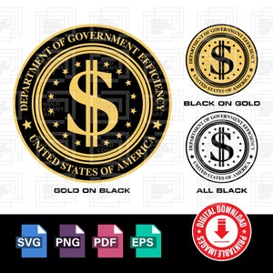 DOGE Department of Government Efficiency Logo Svg, Png, Pdf, Eps, Digital Clipart, Vector Cut File for Cricut & Sublimation Instant Download