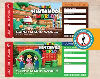PRINTABLE PDF - Editable Surprise Trip Pass - Universal Studios Ticket, Gift Admission, Boarding Pass - Customizable Activity Entry, 3x7in