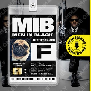 Téléchargement PDF – MIB Agent spécial F Men In Black ID Badge Card Halloween Cosplay Costume Name Tag – Taille de la carte 2,375 po x 3,375 po