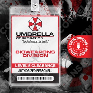 Resident Evil Umbrella Corporation Bioweapons Division ID Card Badge  Cosplay Costume Name Tag Prop