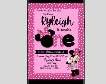 Minnie Mouse Birthday Invitation Digital Download Template Printable Birthday Party Invitation