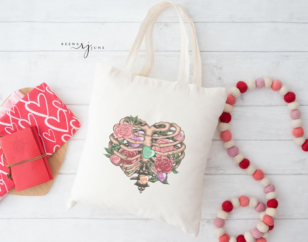 Skull Canvas Tote Bag, Vintage Tote Bags, Trendy Tote Bag, Aesthetic