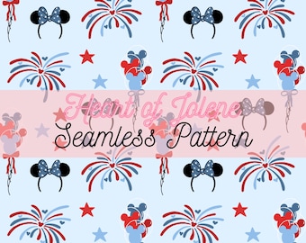 Modèle sans couture patriotique Disney dessiné main (téléchargement numérique)