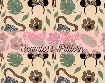 Modèle sans couture de Minnie sauvage dessiné main (téléchargement numérique)