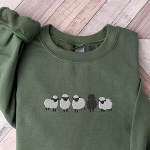 Embroidered Sheep Sweatshirt, Sheep Sweater, Animal lover shirt, Sheep Gifts, Womens Crewneck Sweatshirt, Farm mom Shirt, Farm Animal Shirt