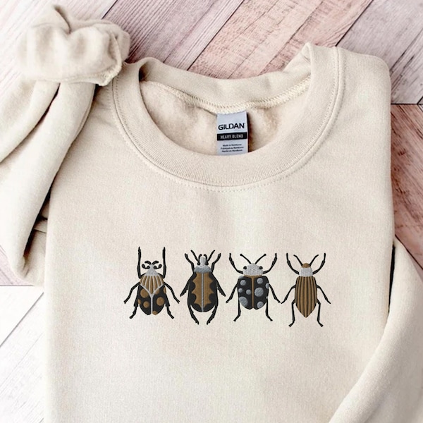 Embroidered Insect shirt, Embroidered beetle sweatshirt, Whimsigoth clothes, Dark academia, Cottagecore shirt, Witchy sweater, Goblincore