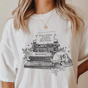 Dark Academia shirt, Typewriter shirt, Writer shirt, Steampunk top, Typewriter t-shirt, Comfort colors t-shirt, edgar allen poe, Librarian t