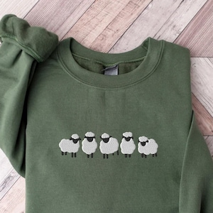 Embroidered Sheep Sweatshirt, Sheep Sweater, Animal lover shirt, Sheep Gifts, Womens Crewneck Sweatshirt, Farm mom Shirt, Farm Animal Shirt