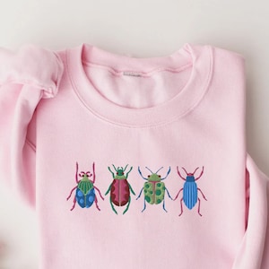 Embroidered Insect shirt, Embroidered beetle sweatshirt, Whimsigoth clothes, Dark academia, Cottagecore shirt, Witchy sweater, Goblincore