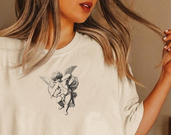 Cherub shirt, Comfort colors, Angel shirt, Dark academia shirt, Bookish literature clothing, Renaissance shirt, Grunge shirt, librarian tee,