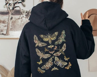 Moth hoodie, moth shirt, dark academia clothing, goblincore clothing, Cottage core shirt, witchy sweater, insect tshirt, Bug top, gothic top