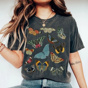 Vintage Butterfly Shirt, Cottagecore Shirt, Moth shirt, Insect tshirt, Goblincore shirt, Bug Shirt, Nature lover gift, comfort colors tee,