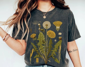 Dandelion shirt, Wildflower shirt, Nature lover shirt, floral shirt, gardening gift, Cottagecore shirt, vintage tshirt, trendy womens shirt