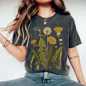 Dandelion shirt, Wildflower shirt, Nature lover shirt, floral shirt, gardening gift, Cottagecore shirt, vintage tshirt, trendy womens shirt