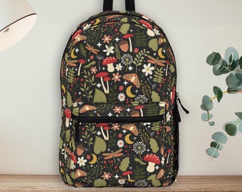 Cute Cottagecore backpack, Mushroom backpack, laptop bag, Woodland backpack, Work bag, Forestcore Aesthetic, Whimsigoth Bag, Back to school