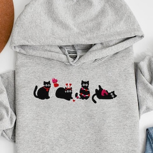 Valentine Hoodie Cat - Etsy