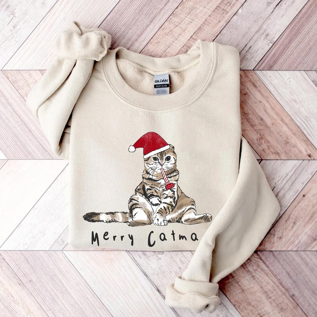 Christmas Cat Shirt Funny Sweatshirt Cat Lover Gift Cute Etsy