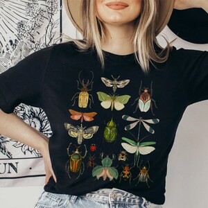 May include: Black t-shirt with a vintage illustration of various insects, including butterflies, beetles, and dragonflies.