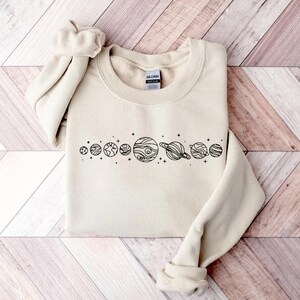 Embroidered Planet Sweatshirt, Solar System Shirt, Astronomy shirt, Star Sweater, Space shirt, Astronaut Shirt Galaxy shirt, Earth Day shirt Sand