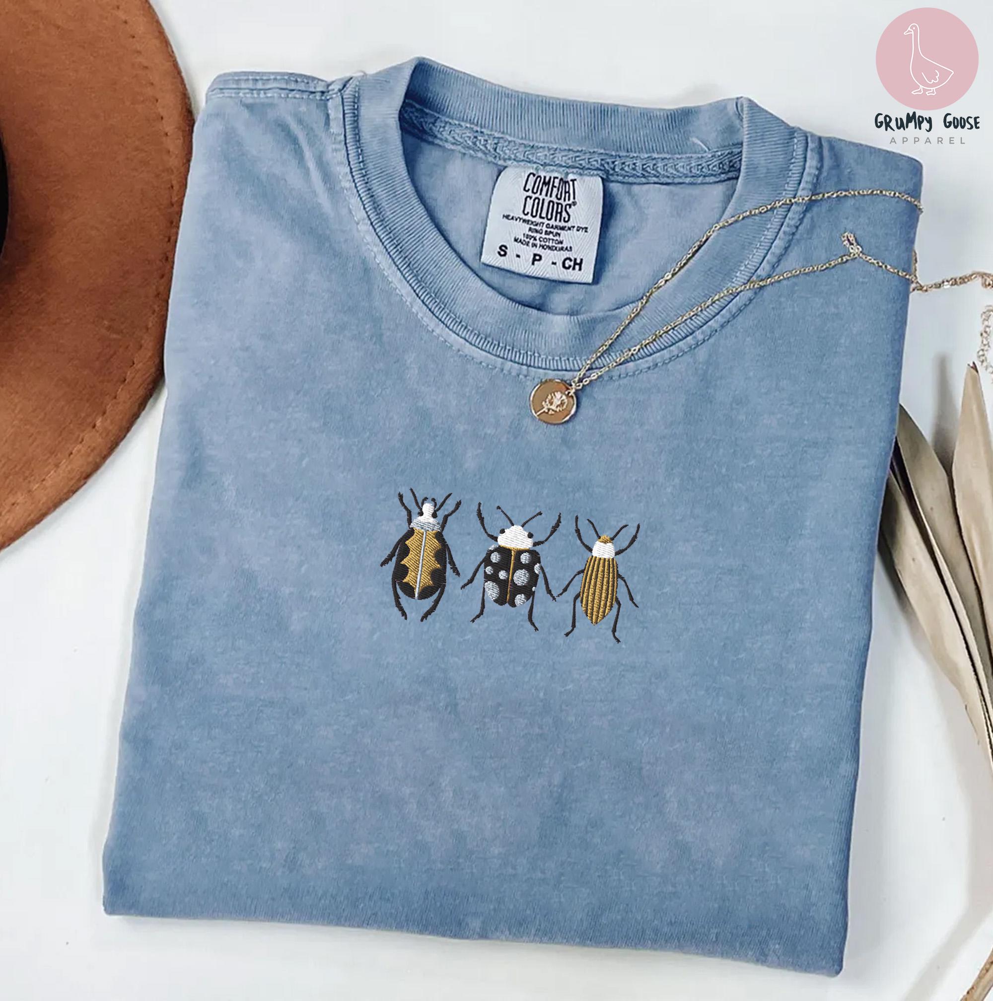 Embroidered Beetle Shirt, Cottagecore Bug Lover Tee, Dark Academia ...