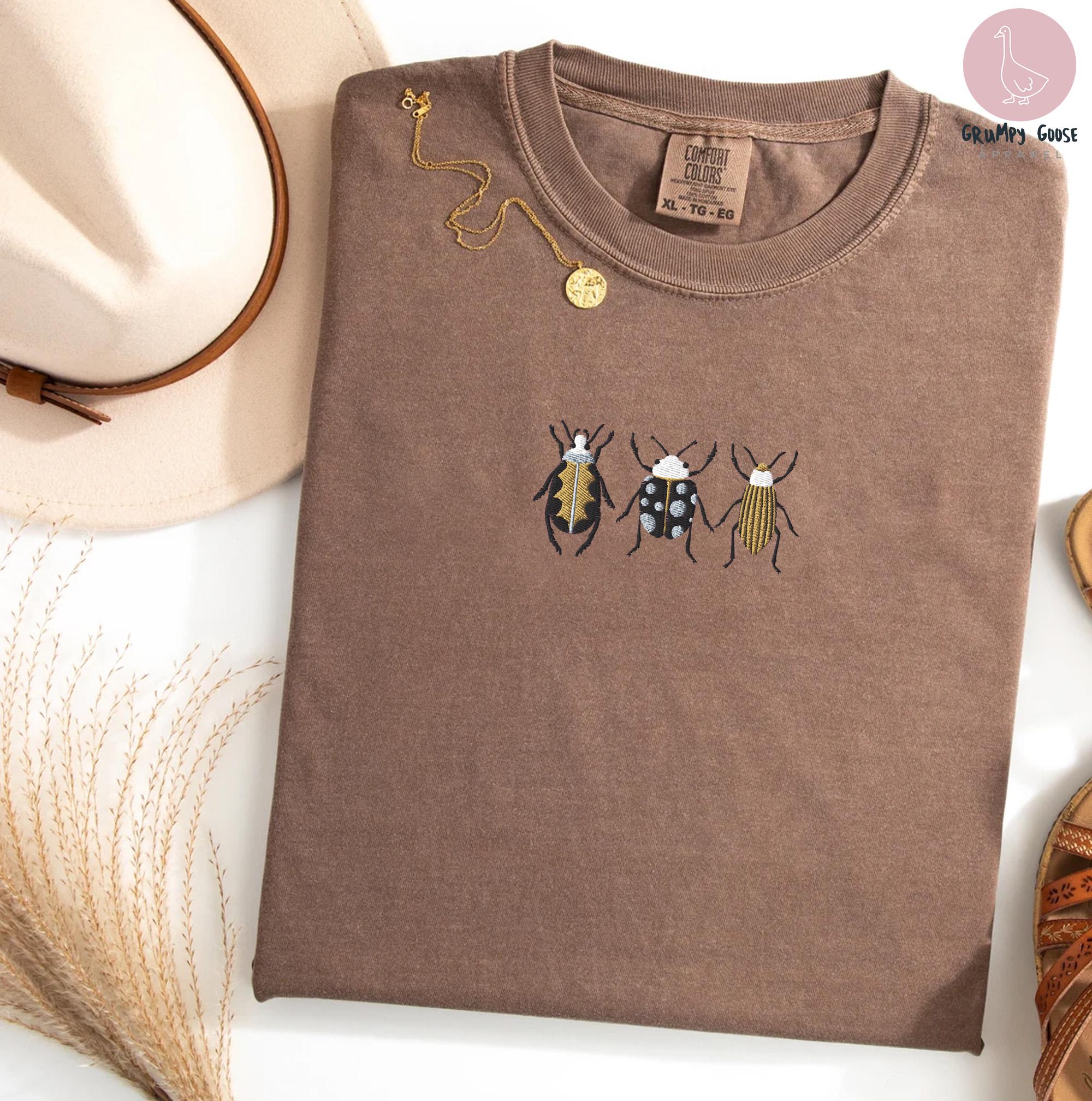 Embroidered Beetle Shirt, Cottagecore Bug Lover Tee, Dark Academia ...