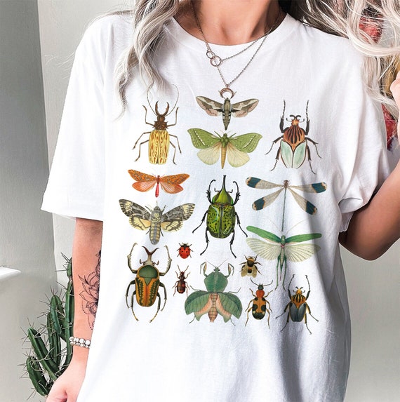 Vintage Insects T-shirt, Entomology gift, Beetle shirt, Moth shirt, goblincore shirt, dark academia clothing, Cottagecore shirt, Bug shirt