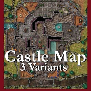 Castle Battle Map, DnD Battle Map, D&D, Battlemap, Dungeons and Dragons, 5e, Roll20, Fantasy Grounds, Foundry, VTT, Digital Map