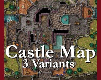 Castle Battle Map, DnD Battle Map, D&D, Battlemap, Dungeons and Dragons, 5e, Roll20, Fantasy Grounds, Foundry, VTT, Digital Map
