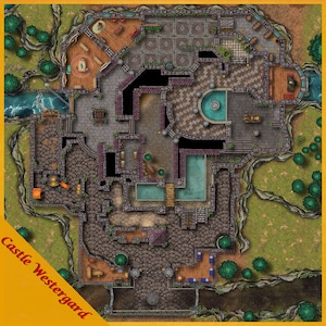 Carte de bataille du château, carte de bataille DnD, D&D, carte de bataille, donjons et dragons, 5e, Roll20, Fantasy Grounds, Foundry, VTT, carte numérique